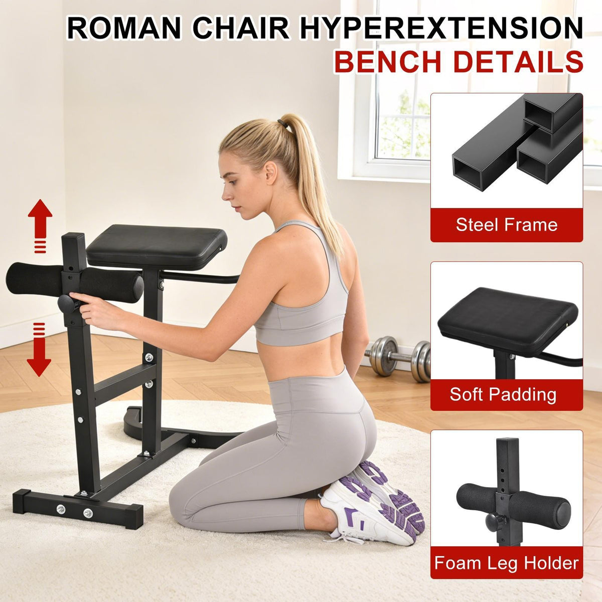 Adjustable Back Extension Bench for Core and Lower Body Workout