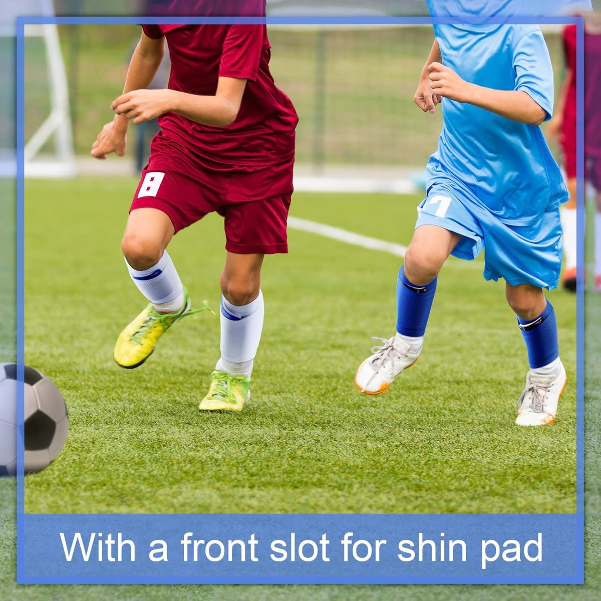 Kids Soccer Shin Guard Sleeves with Pockets, 3 Pairs Breathable Sport Protectors
