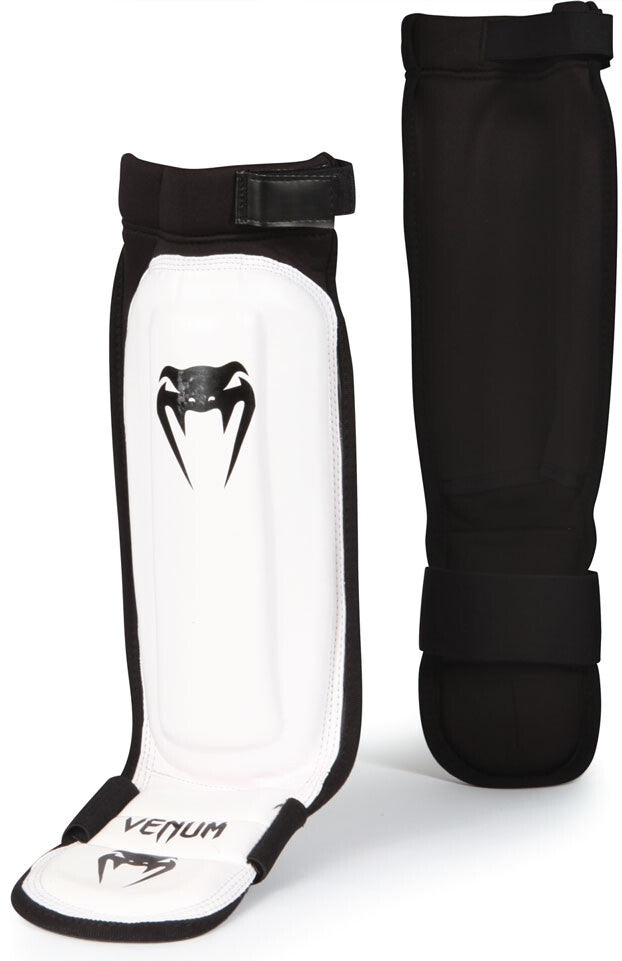 MMA Shin Guards & Instep Protectors - White, Adjustable Sizes