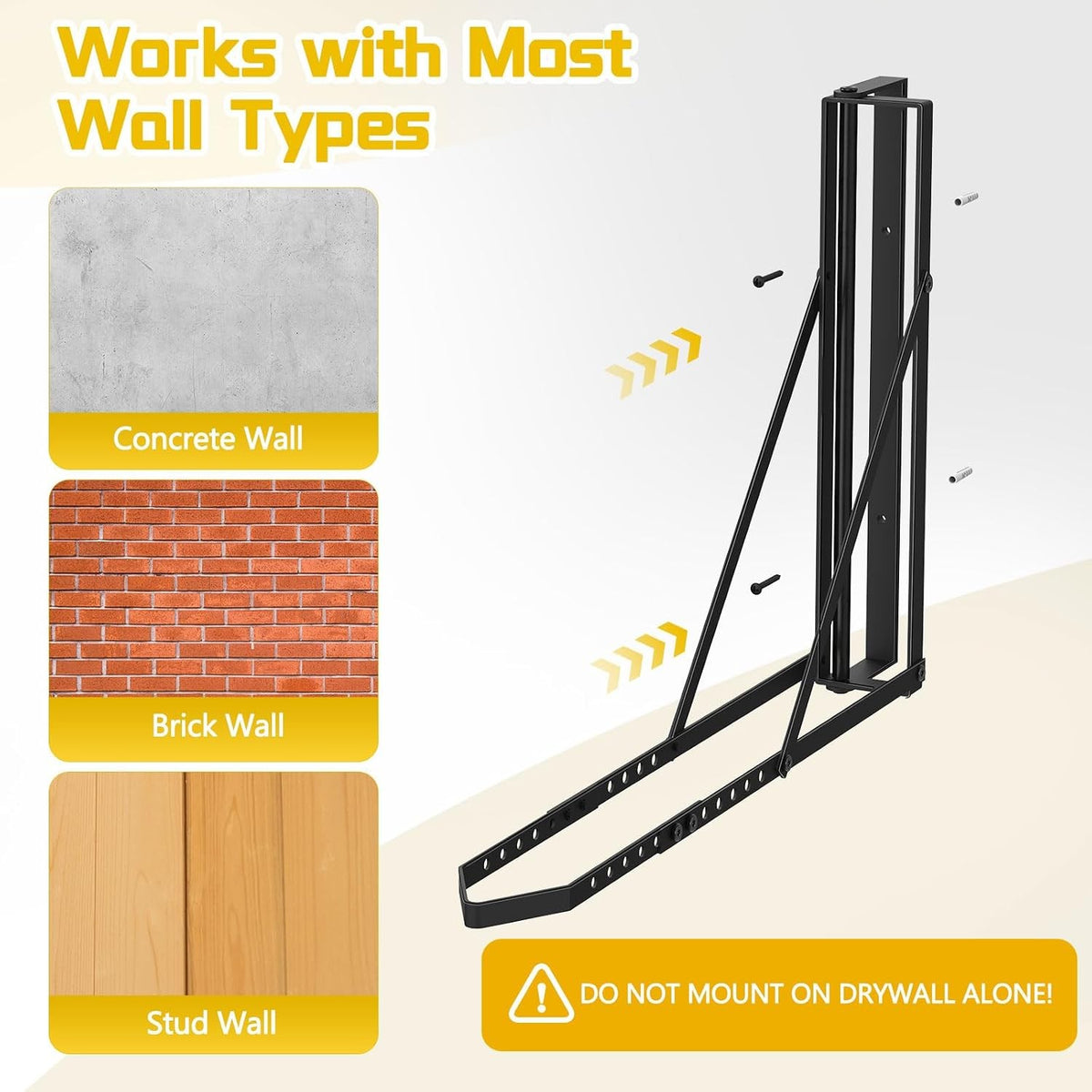 Wall Mount Bicycle Hangers Set of 2 - Space-Saving Vertical Bike Racks