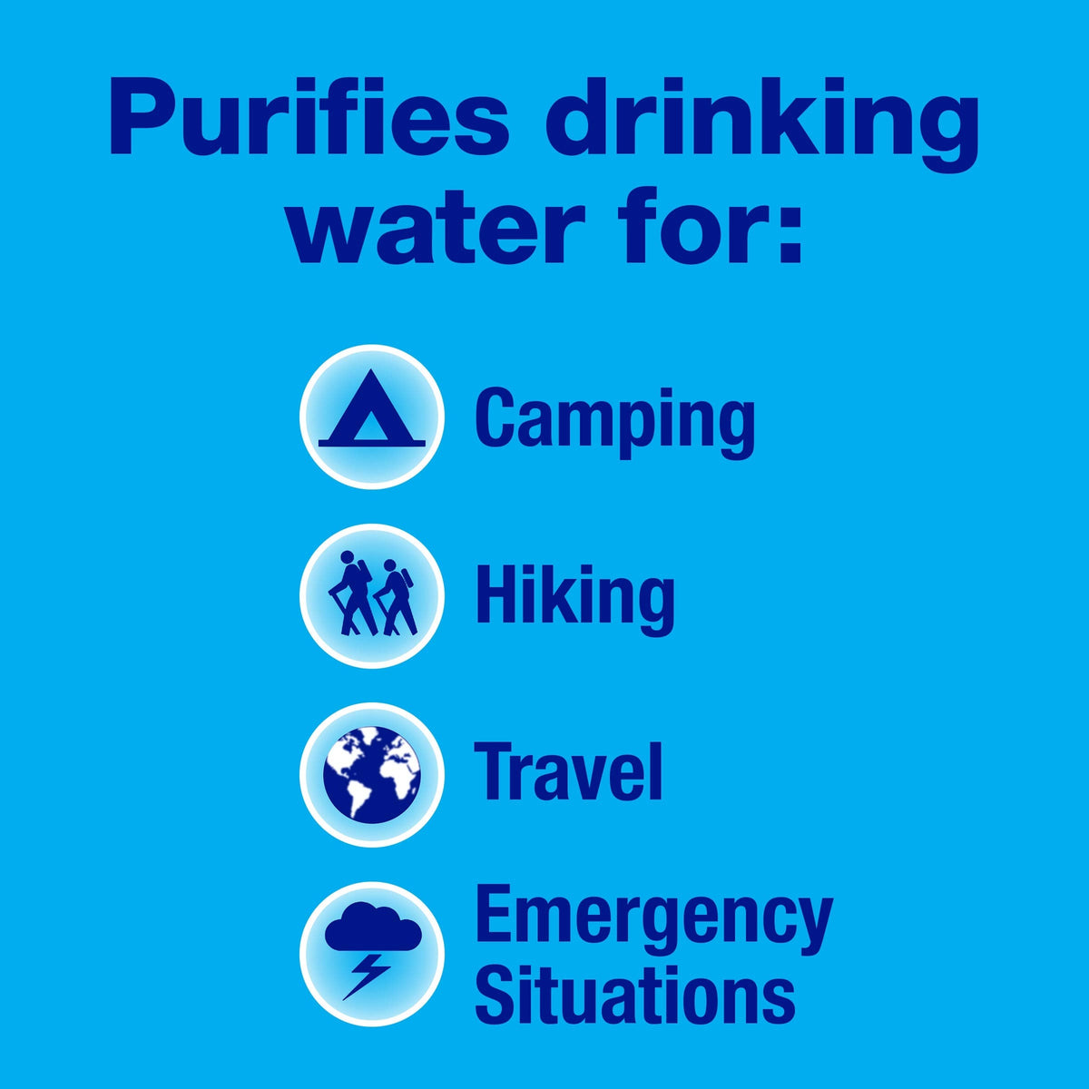 Water Purification Tablets - 50 Count Emergency Drinking Water Treatment