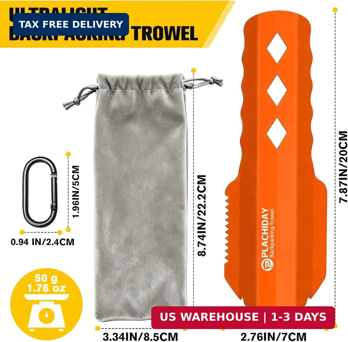 Ultralight Camping Trowel with Handle - Sand Shovel for Backpacking & Emergency