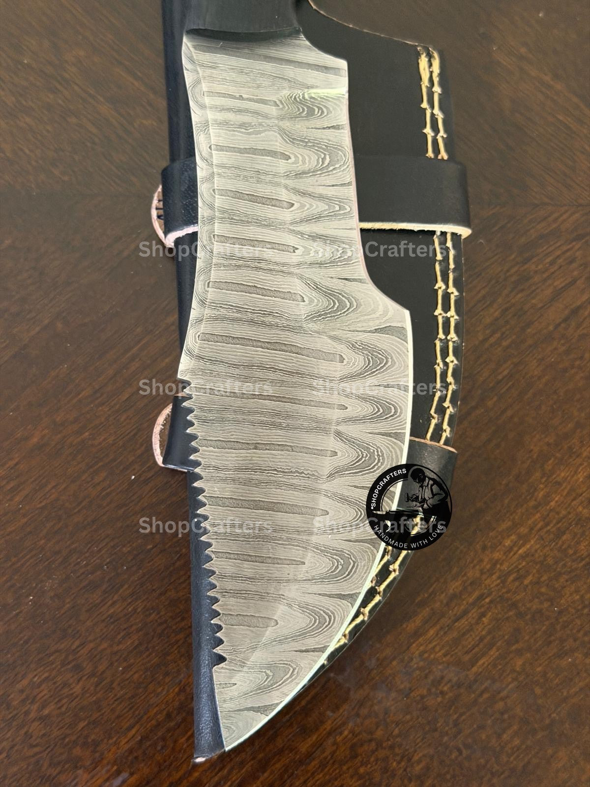 Hunted Movie Replica Hunting Knife with Damascus Blade - Collector's Fixed Blade