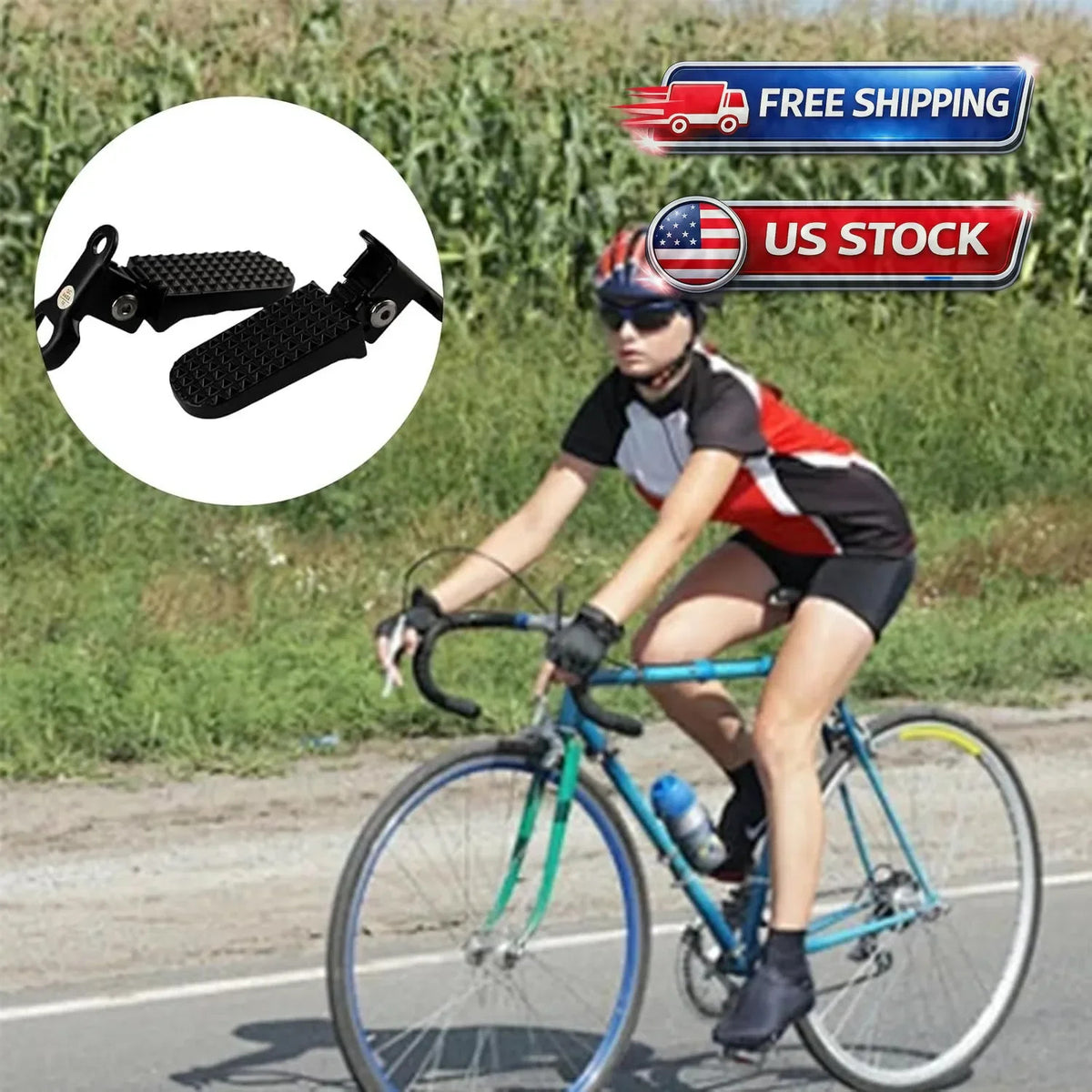 Mini Folding Bicycle Rear Foot Pegs for Mountain & E-Bikes - Aluminum, Non-Slip