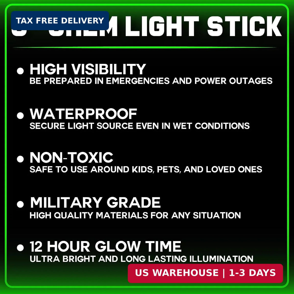 12 Pack Emergency Glow Sticks - Ultra Bright Chem Lights for Survival Camping Power Outages