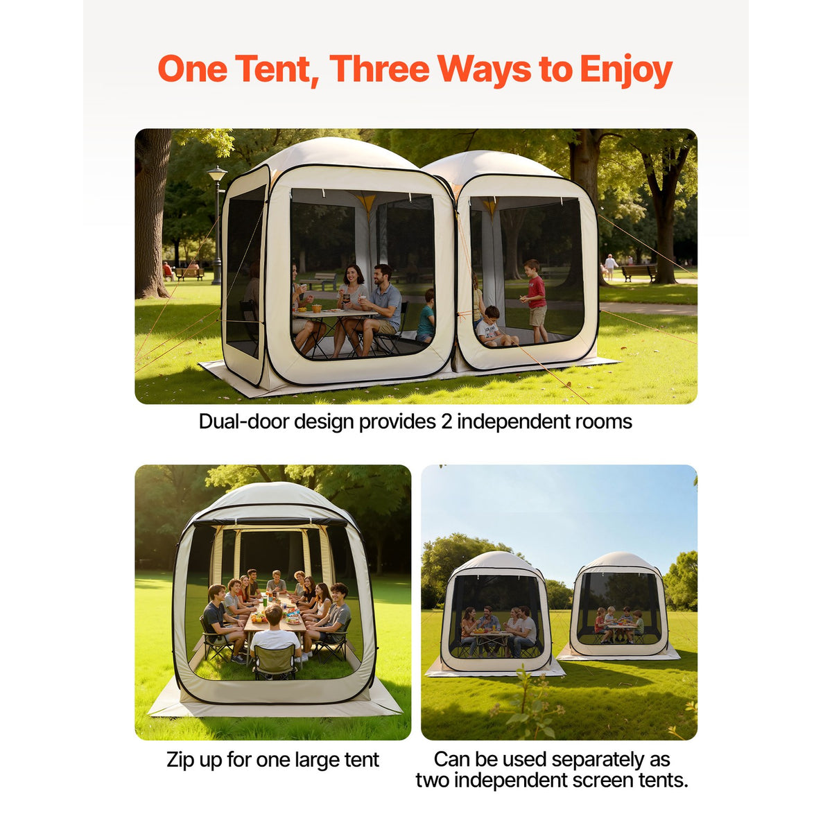 Outdoor Pop-Up Screen Tent 12x6 ft with Carrying Bag for Camping & Garden