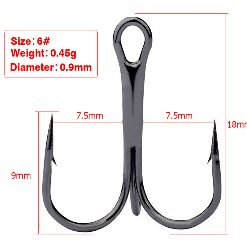 50PCS Treble Fishing Hooks Assortment Set with Storage Box - Size #2-#10