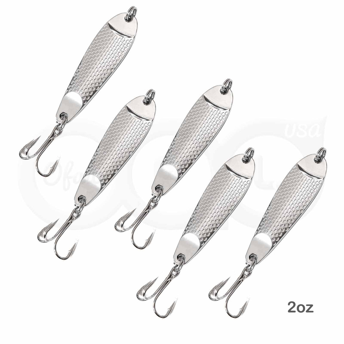 Fishing Spoons 2oz Hammered Silver Jig Lures for Saltwater & Freshwater