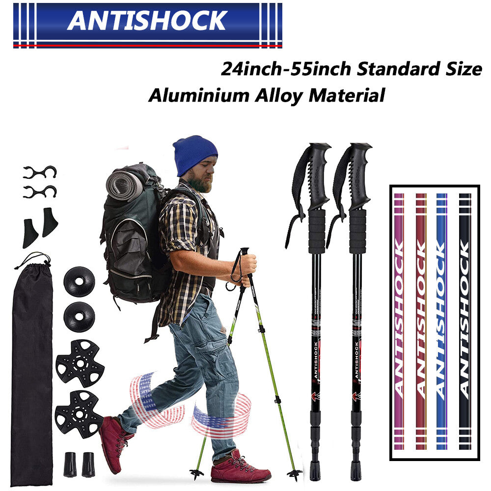 Adjustable Hiking Poles with Anti-Shock Aluminum Trekking Sticks Nordic Walking Sticks