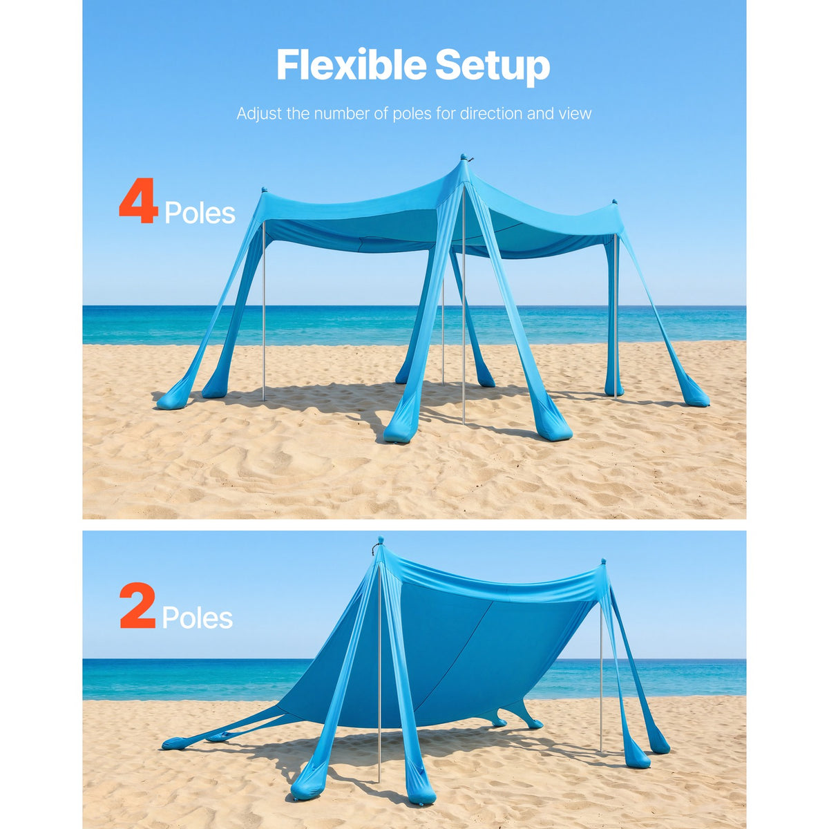Portable 10x10 ft Sun Shade Canopy for Beach and Outdoor Use - UPF50+ Blue