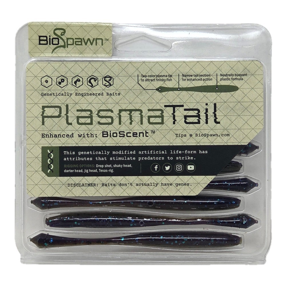 Bass Fishing Soft Plastic Worms - Finesse Drop Shot Baits with Plasma Tail - 10 Pack