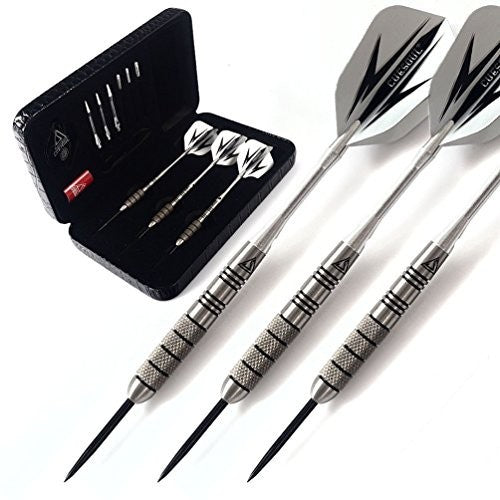 30g Tungsten Steel Tip Darts Set with 6 Shafts, 9 Flights, Case