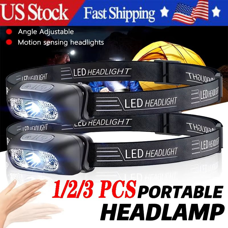 Rechargeable LED Headlamp Waterproof Camping Headlamp with Adjustable Brightness