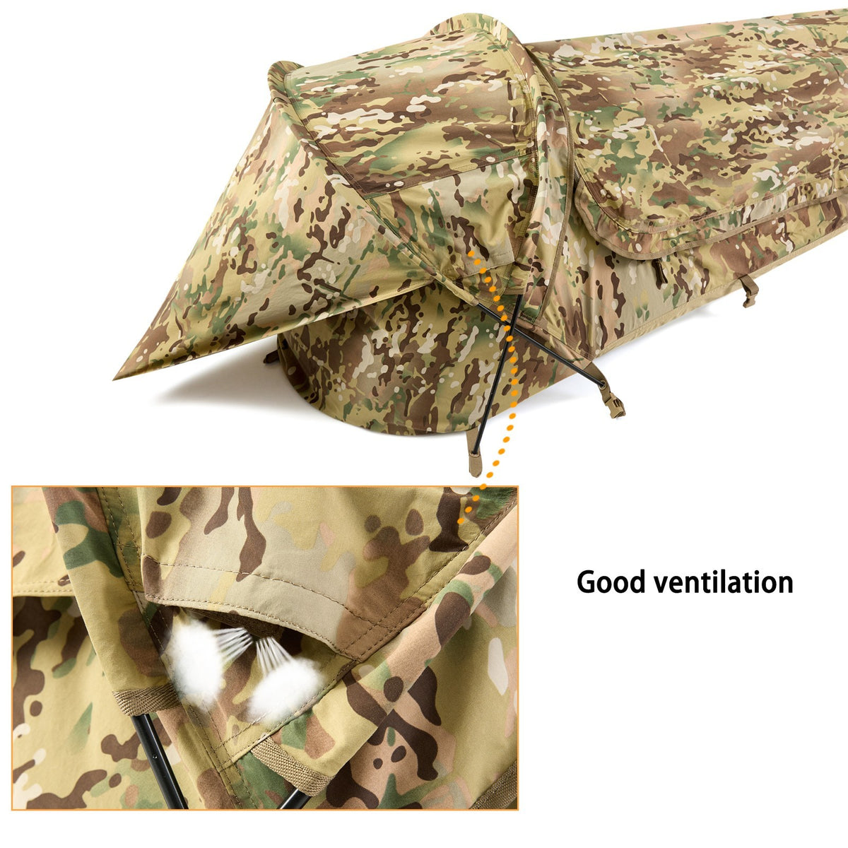 Waterproof Windproof Solo Tactical Bivy Tent with Poles and Window
