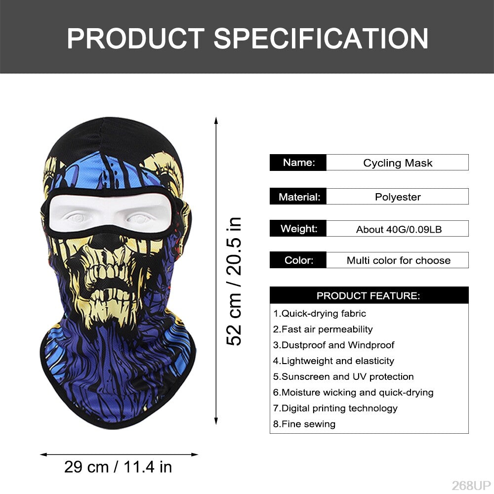 3D Ghosts Skull Balaclava Cycling Motorcycle Face Mask Halloween Cosplay