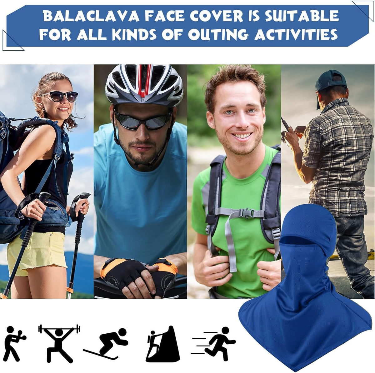 Breathable Face Balaclava with Long Neck for Outdoor Activities - Pack of 6