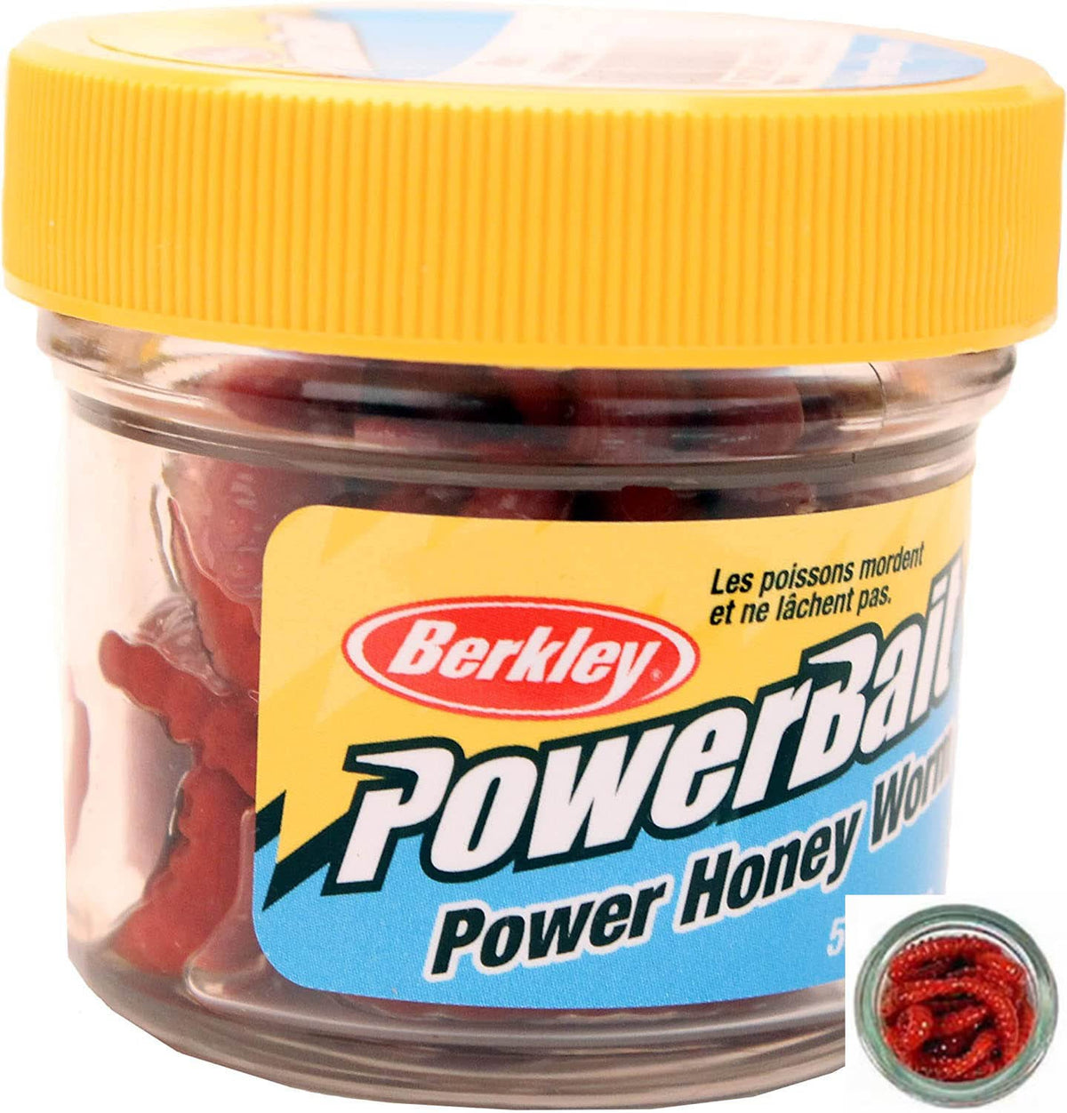Fishing Bait Soft Plastic Worms - PowerBait Honey Worms 1 Inch, 55 Per Jar