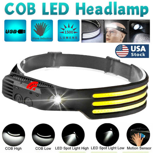Rechargeable LED Headlamp with COB & XPE Light for Outdoor & Work Use