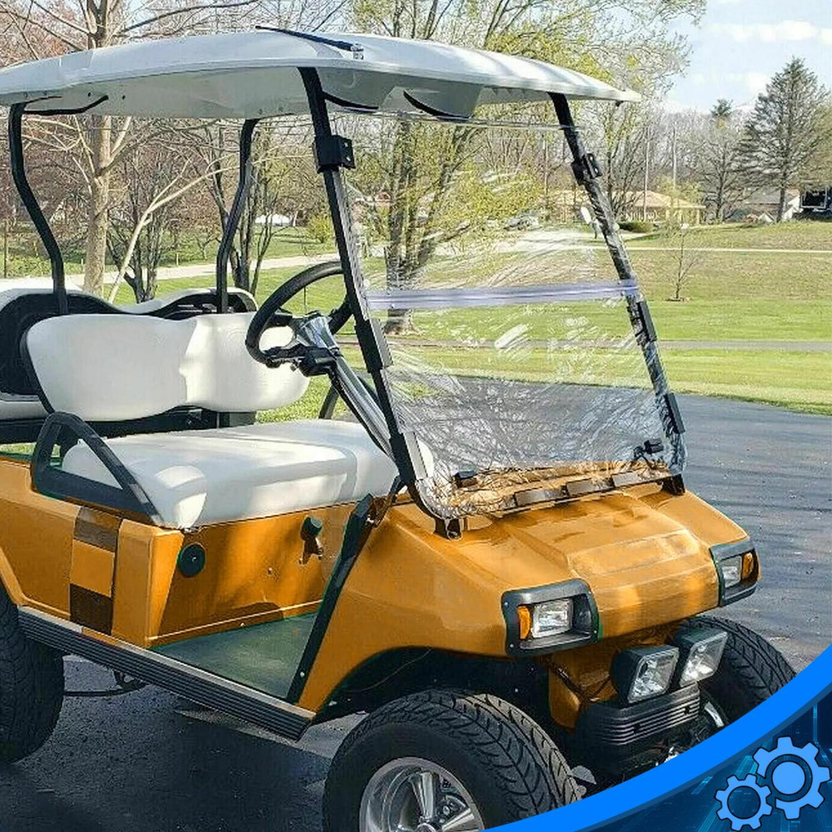 Golf Cart Windshield Folding Polycarbonate for Club Car DS 2000.5-UP - Clear