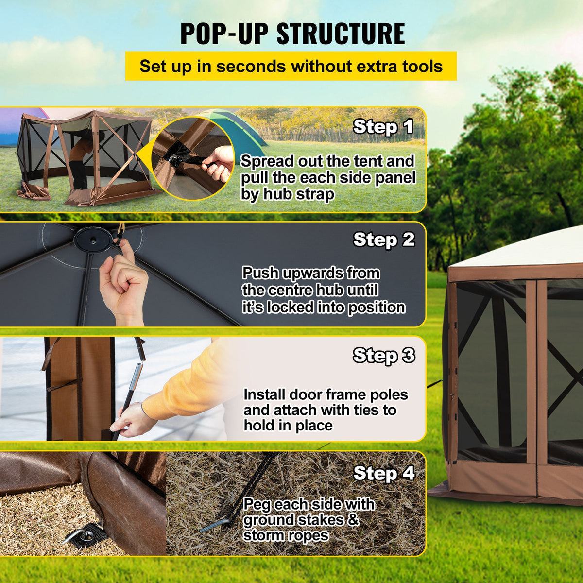 Portable 10x10 Pop-Up Camping Gazebo Shelter with Side Walls