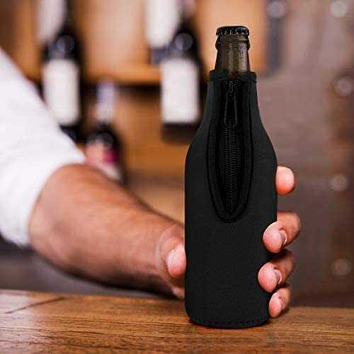 4 Pack Insulated Beer Bottle Sleeves with Zipper Keep Drinks Cold & Hands Dry