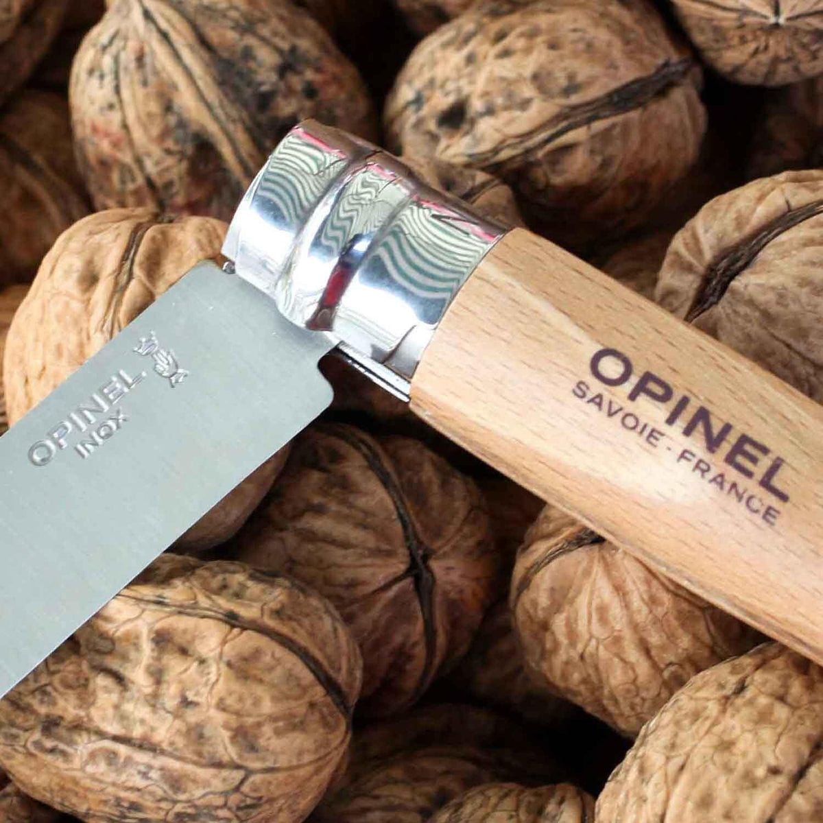 Opinel No. 8 Folding Knife with Stainless Steel Blade & Hardwood Handle