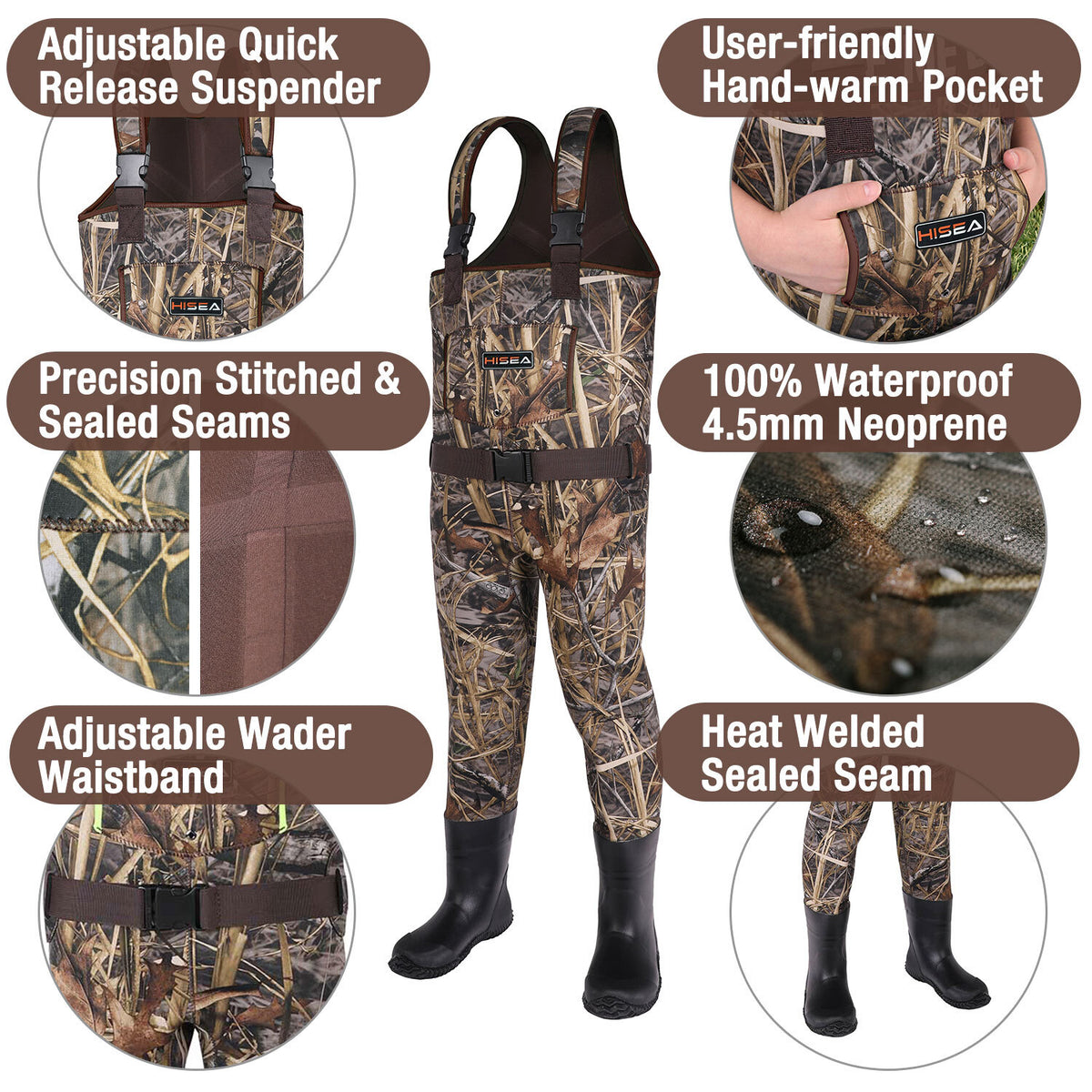 Kids Waterproof Neoprene Waders for Fishing and Muddy Outdoor Play