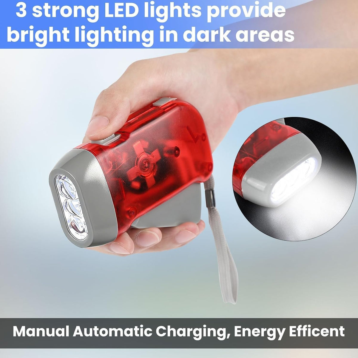 4 Pack Hand Crank LED Emergency Flashlights - No Batteries Required