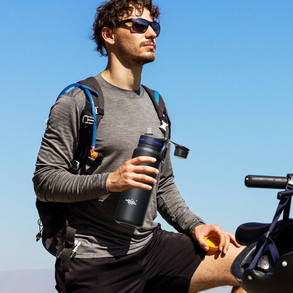 32oz Stainless Steel Water Bottle with Activated Carbon Filter - Reusable Hydration