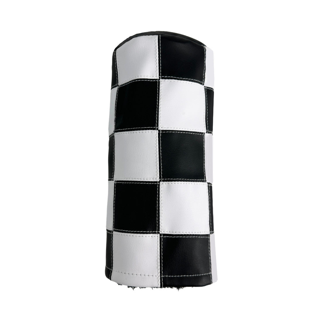 Checkered Golf Driver Headcover - Hand-Stitched Synthetic Leather, Snug Fit