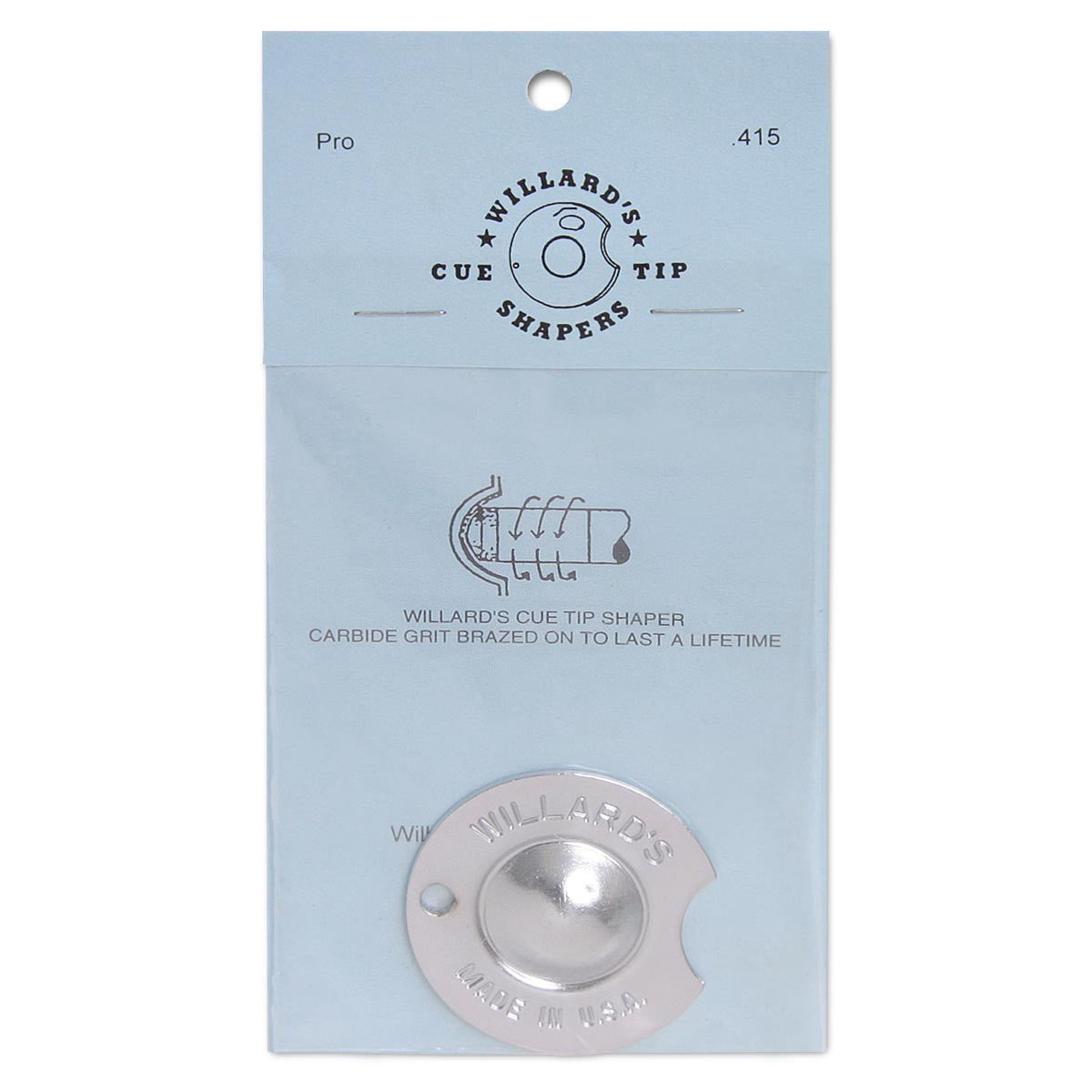 Willard's Pool Cue Tip Shaper .415 Inch Nickel Radius