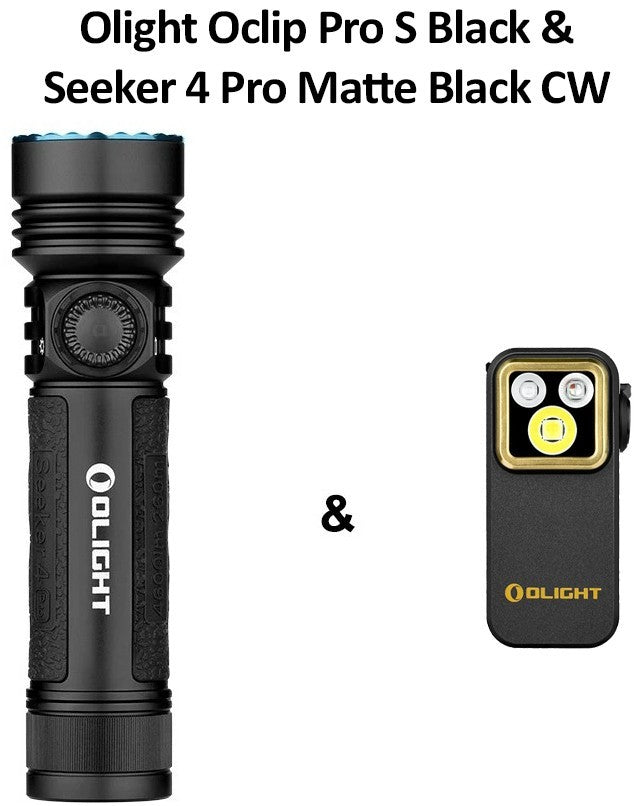 Olight Seeker 4 Pro Matte Black High Power Flashlight with Holster & Multifunction Clip