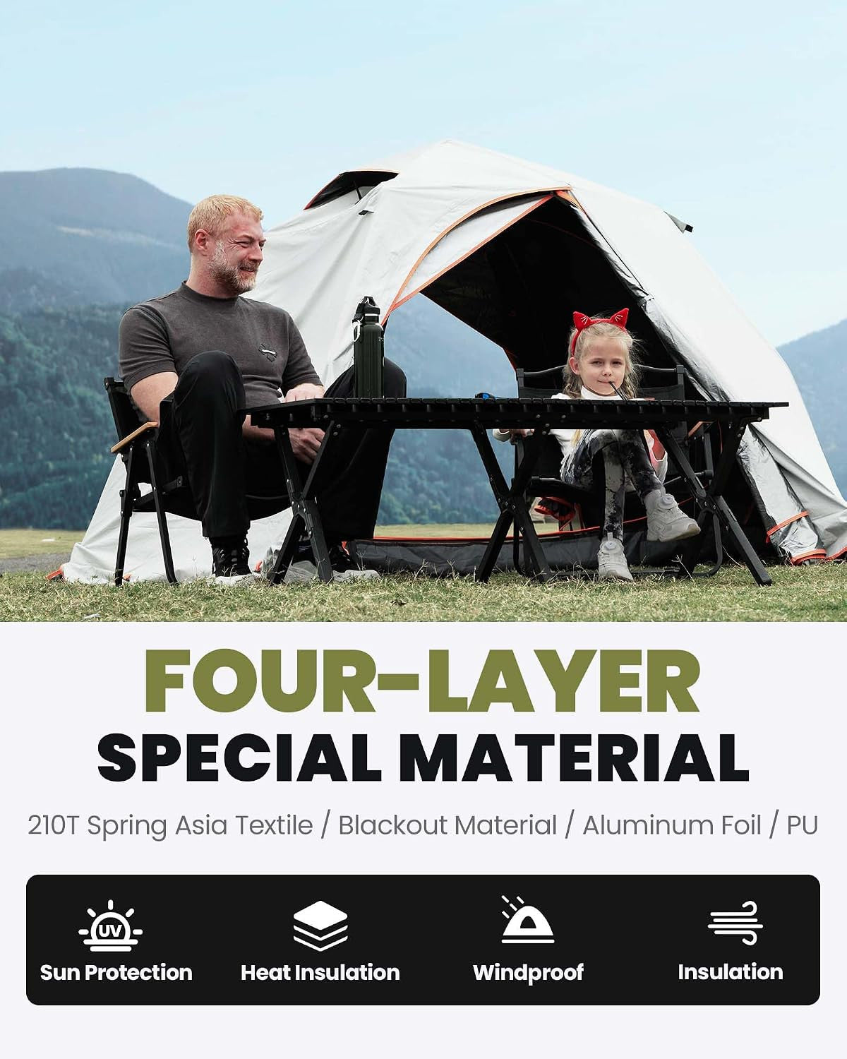 2 Person Pop Up Camping Tent - 3 Season Waterproof Canopy