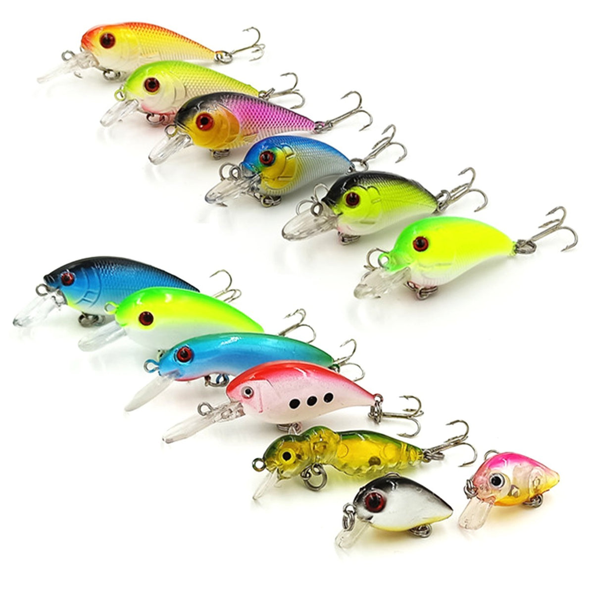 30PCS Fishing Lure Set with Crankbaits, Treble Hooks & Minnows