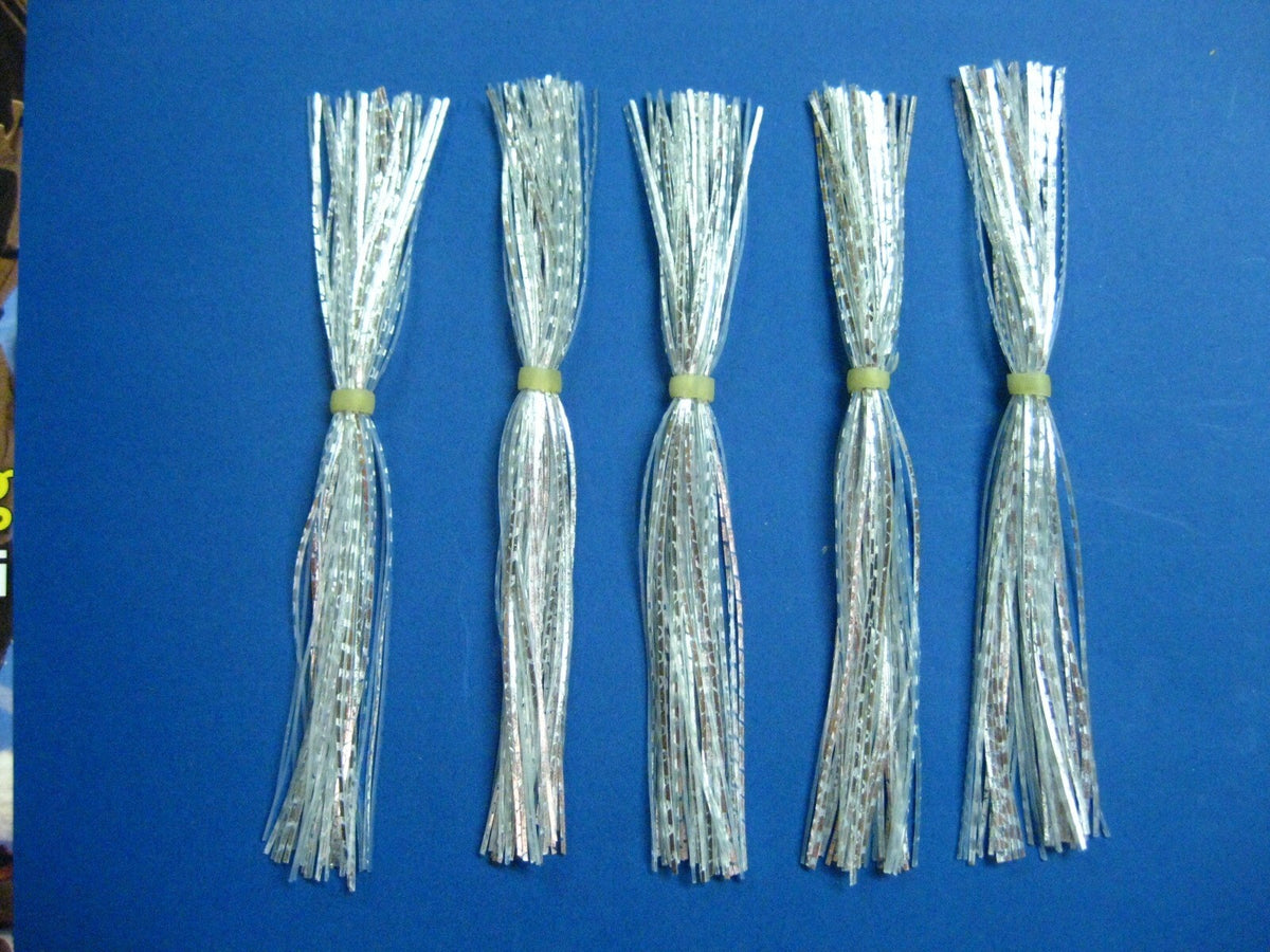 Silver Chrome Silicone Skirt Replacement for Spinnerbaits & Jigs - 5 Inch, 40 Strands