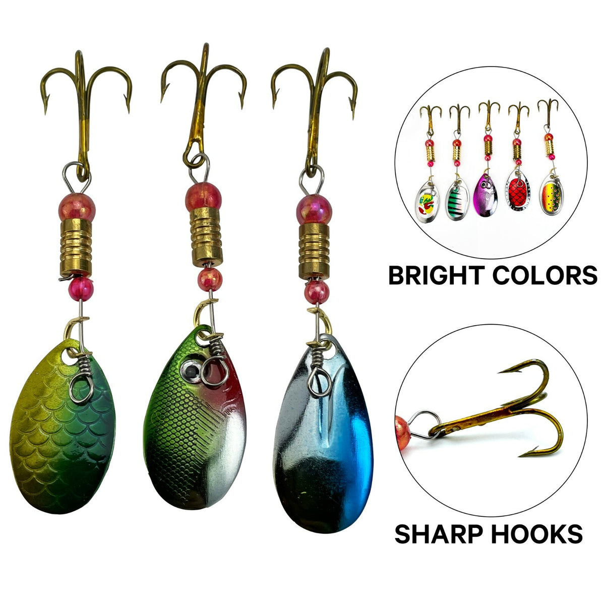 30pcs Fishing Spinner Baits Set for Trout, Bass, Salmon - Metal Lures