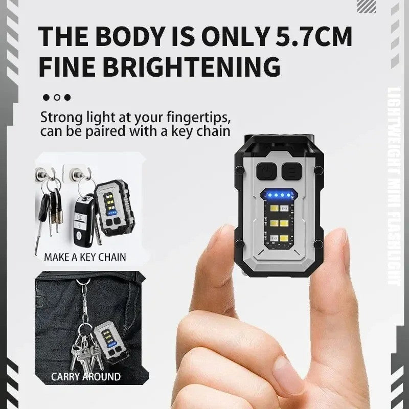 Rechargeable Mini COB Keychain Flashlight - Compact Pocket LED Torch for Emergency & Outdoor Use