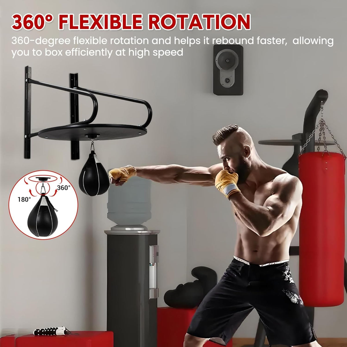 24-Inch Heavy Duty Wall Mount Speed Bag Platform with Swivel for Home Gym