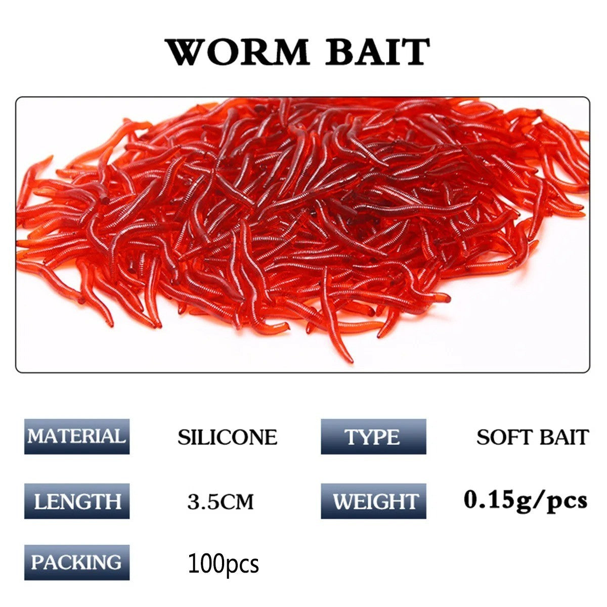 Artificial Soft Plastic Worms for Fishing - 100 Pcs Lifelike Lure Set
