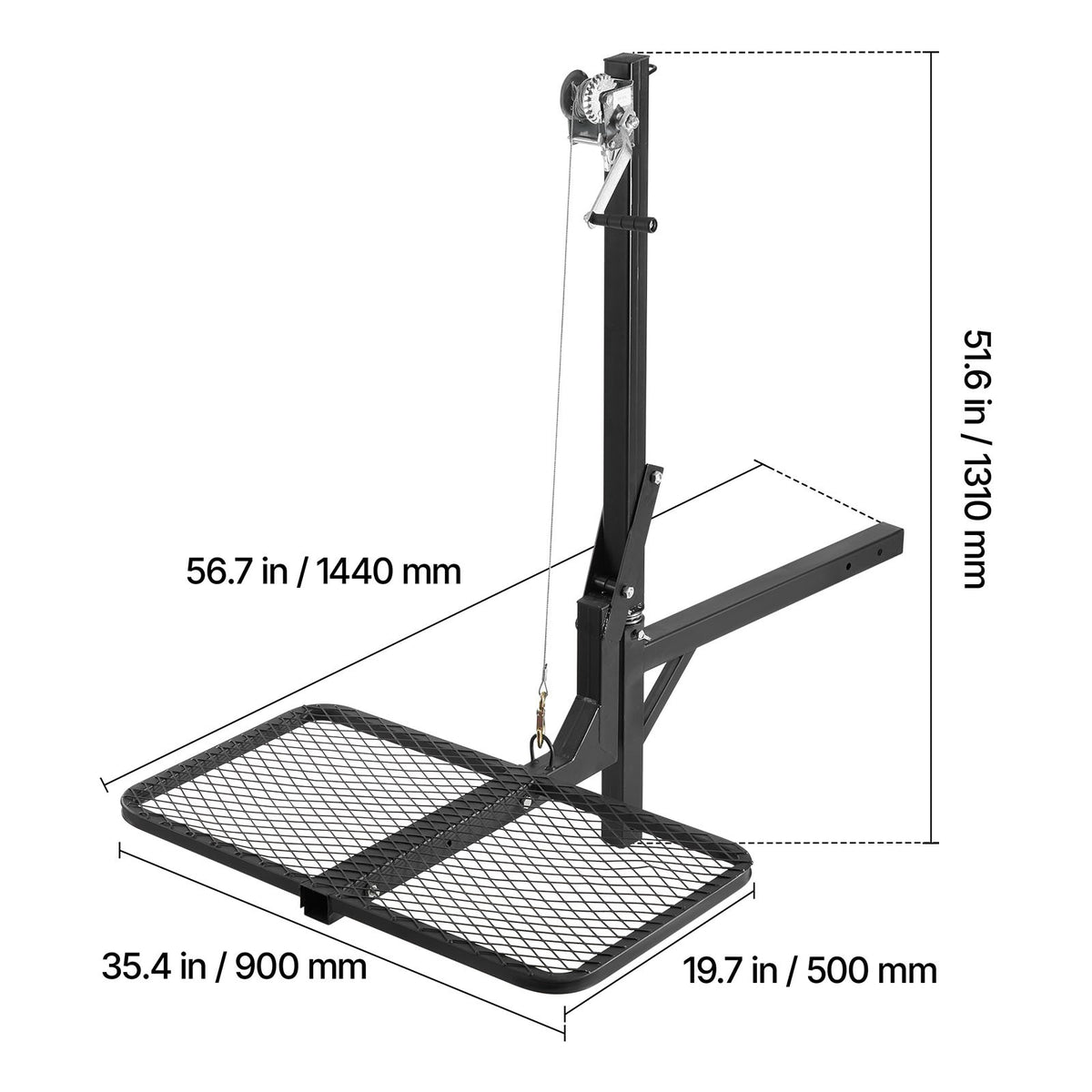 Hitch-Mounted Deer Hoist with Lift System Platform 300 lb Capacity