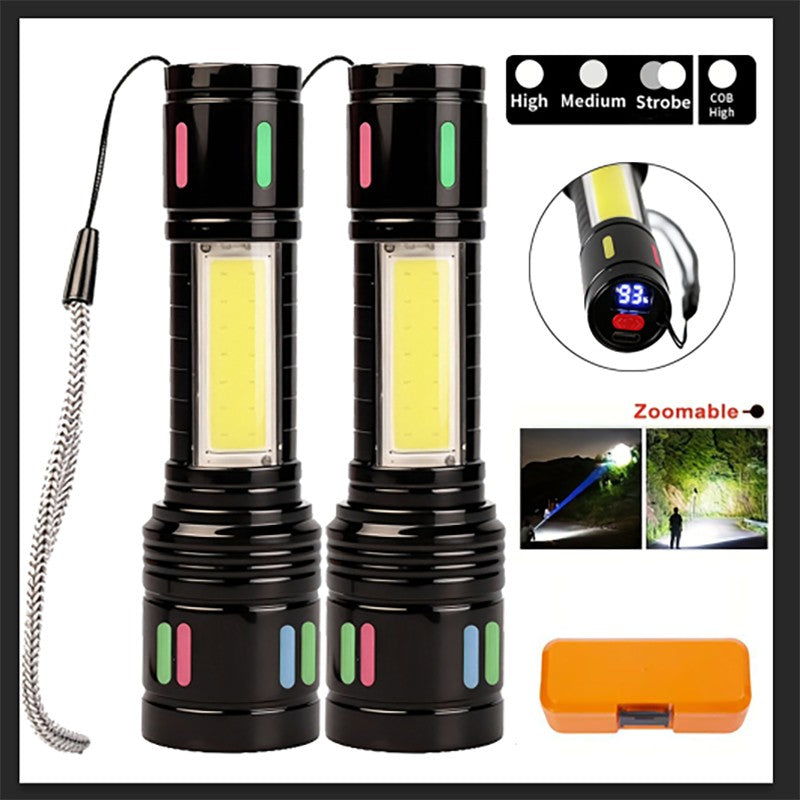 Rechargeable LED Tactical Flashlight 2 Pack Waterproof Emergency Light