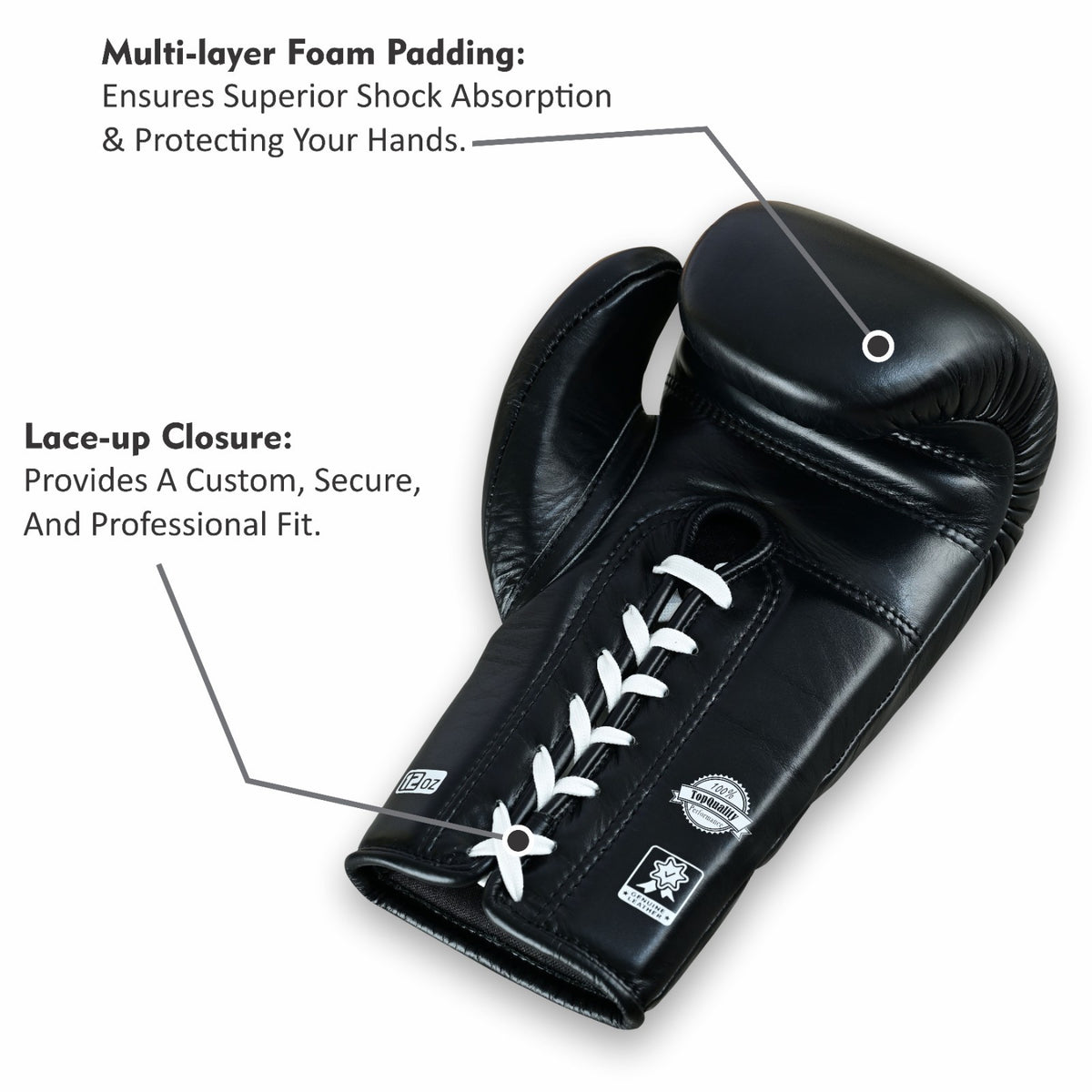 Leather Sparring Gloves 12oz 14oz 16oz Boxing MMA Kickboxing Training