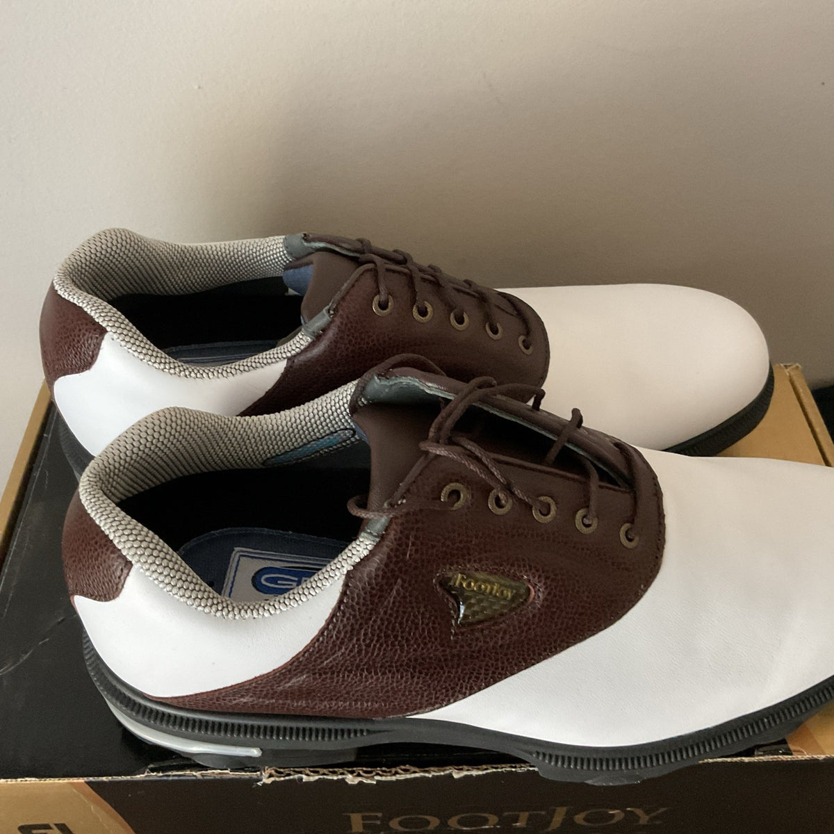 Men's Golf Shoes Spiked Dual Optiflex Brown White Size 9N - Support & Style