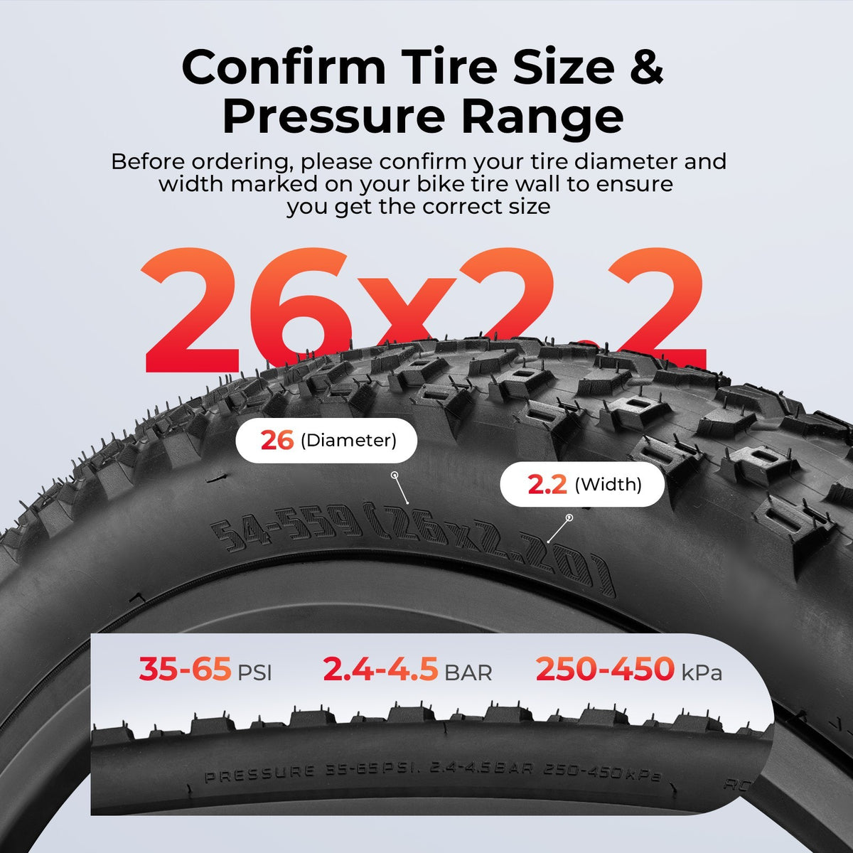 2-Pack 26x2.2 Mountain Bike Tires with Inner Tubes & Tire Levers - All-Terrain Puncture Protection