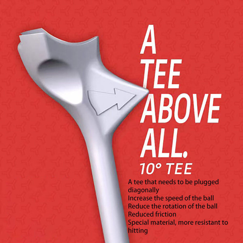 10-Pack Golf Tees 10° Oblique Diamond Shape Impact-Resistant Support Base
