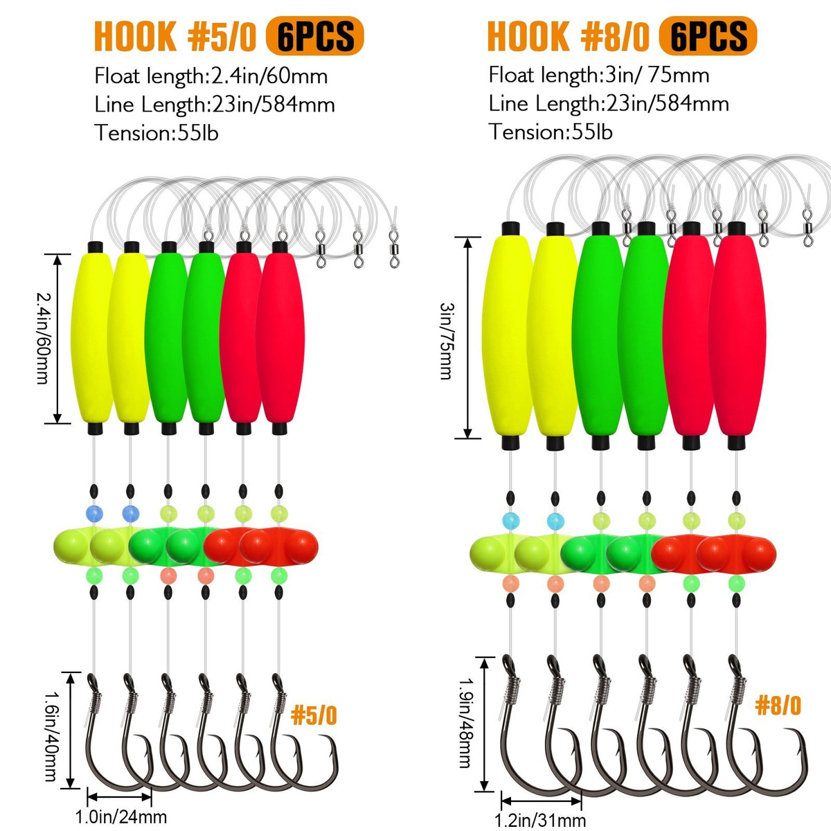 Catfish Float Rig with 6/0 Circle Hooks - Santee Cooper Tackle Set