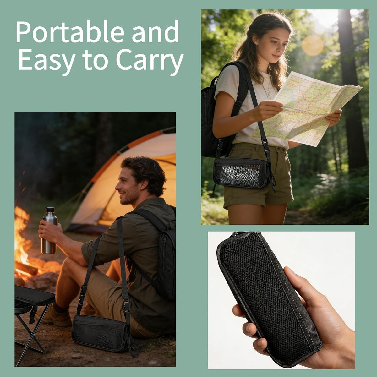 Portable Collapsible Stool for Camping Hiking Fishing - 2 Pack