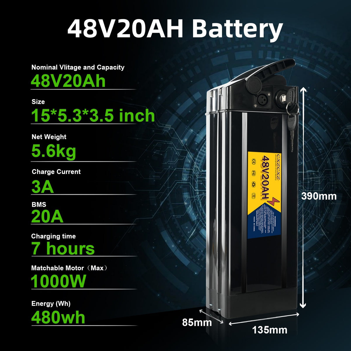 Foldable Electric Bicycle Battery 48V 10Ah/13Ah/20Ah for E-Bike with UL 2271 Certification