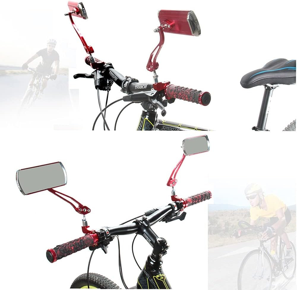 2PCS Adjustable Bicycle Handlebar Rear View Mirrors Red for Cycling