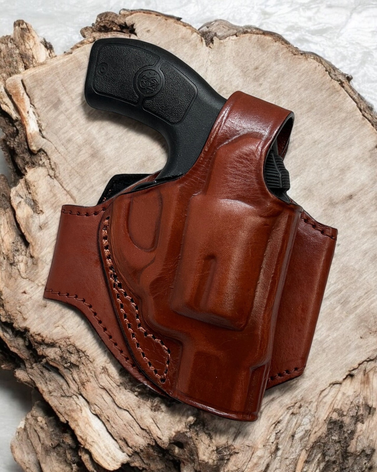 Right Hand Brown Leather Ankle Holster for S&W J-Frame 22/38 - Adjustable Fit